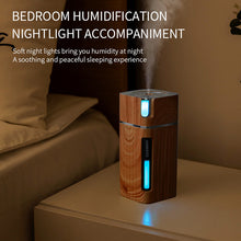 Load image into Gallery viewer, Electric Humidifier Essential Ultrasonic Wood Grain Air Humidifier USB Mini Mist Maker LED Light

